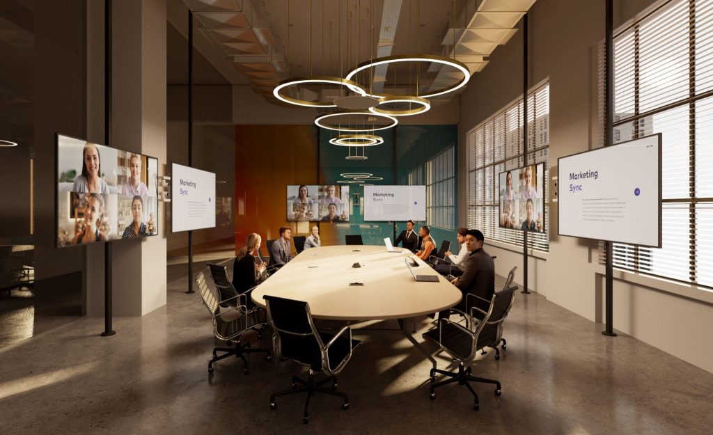 The Quiet Comeback of the Office, the Loud Rise of Hybrid Tools crestron sightline magazine overview boardroom corr 2048x1249